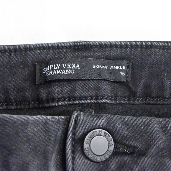 Simply Vera by Vera Wang‎ 16 Skinny Ankle Zipper Black Stretch Denim Jeans - Picture 3 of 7